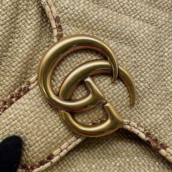 Gucci GG Marmont Raffia Python Chain Shoulder Bag - Picture 9 of 12